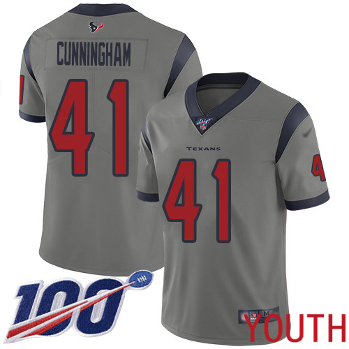 Houston Texans Limited Gray Youth Zach Cunningham Jersey NFL Football #41 100th Season Inverted Legend->youth nfl jersey->Youth Jersey